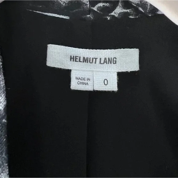 Helmut Lang Women's Strata Linen Blend Black White Animal Print‎ Blazer Coat 0